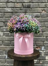 Цветочная композиция из Гипсофила и Розы в шляпной коробке #REPLACE_PRED# Таврическом