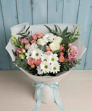 Букет цветов из:  Розы, Лизиантусы и Хризантемы в Таврическом