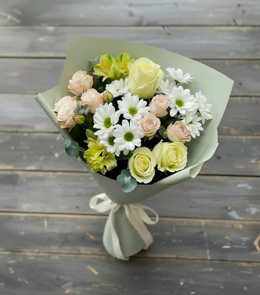 Букет цветов из: Альстромерии, Розы и Хризантемы в Таврическом