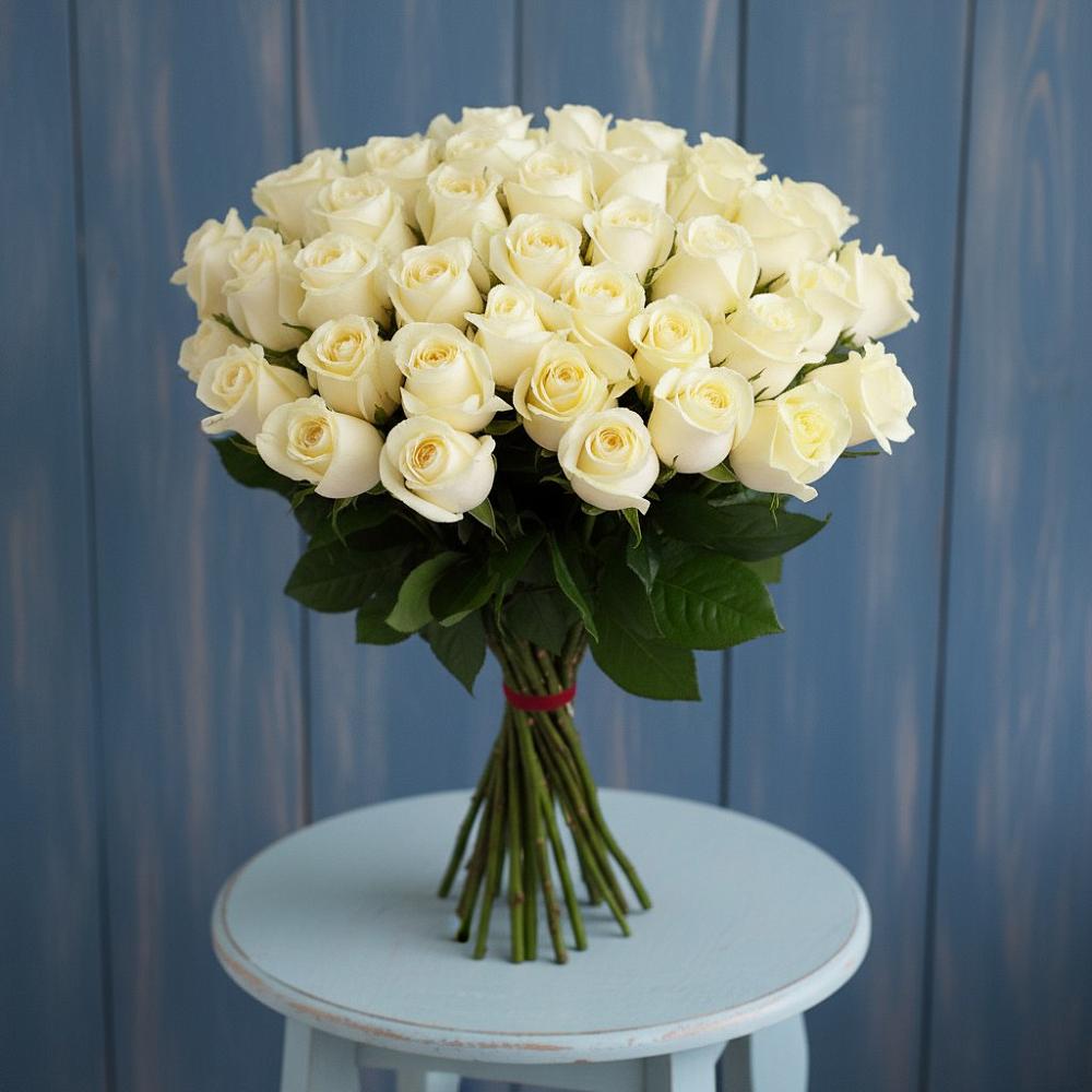 Букет 51 Белая роза Эдлесс Лав в Таврическом