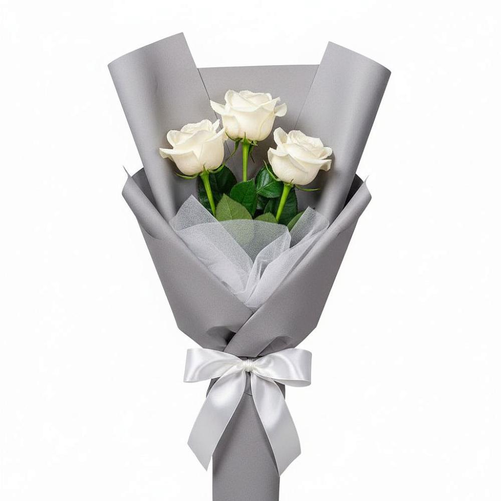 Букет 3 белые розы в Таврическом
