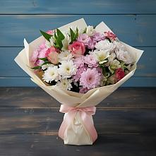 Букет цветов из:  Хризантемы, Альстромерии и Розы #REPLACE_PRED# Таврическом